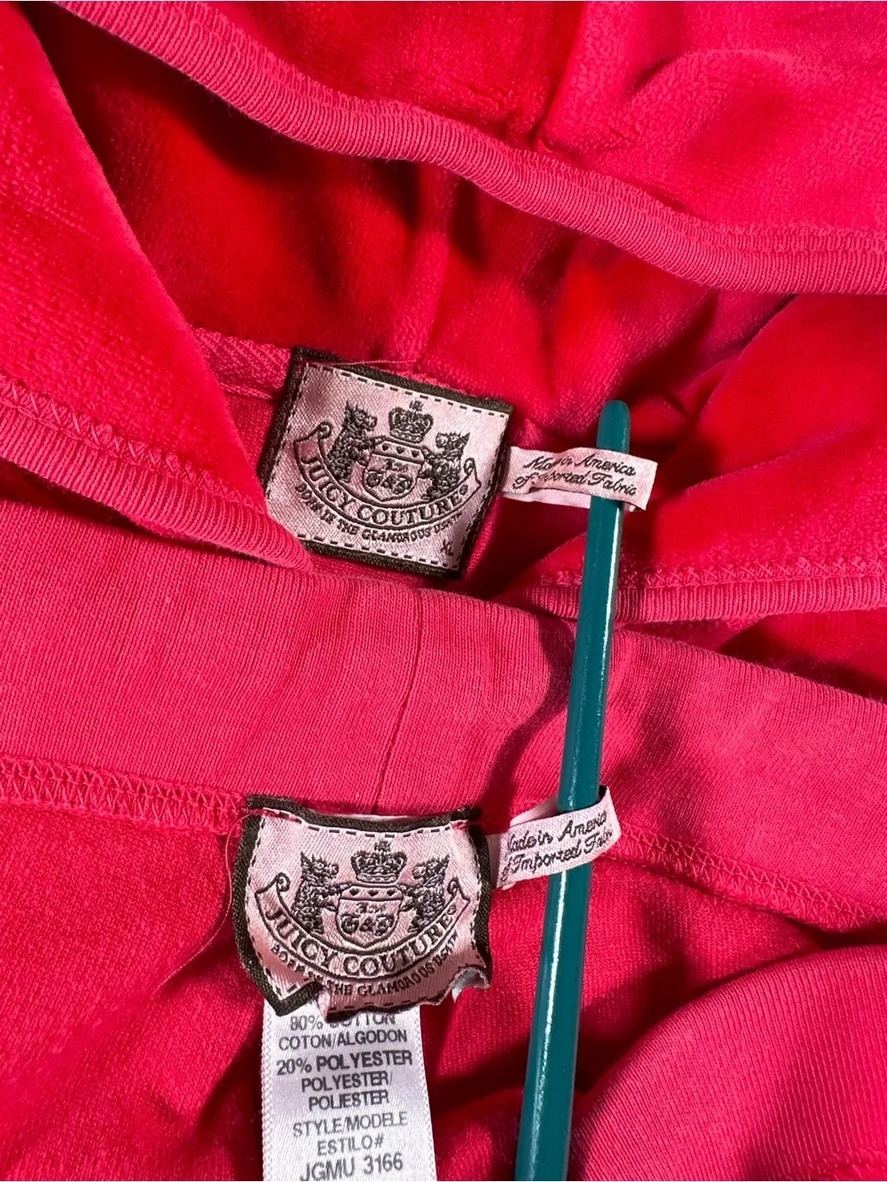 Juicy Couture Vintage Red Velour Tracksuit Y2K McBling Rare M/XL USA Made Retro